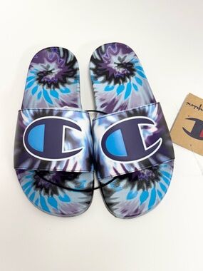 Champion Women's Slide - IPO TIE DYE Black/Purple/Teal - New